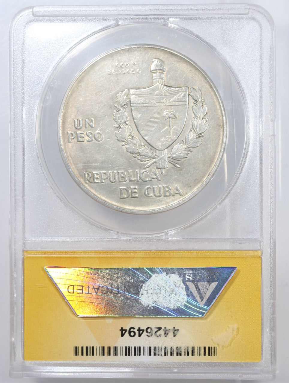 1934 Cuba "ABC" Peso ANACS AU55