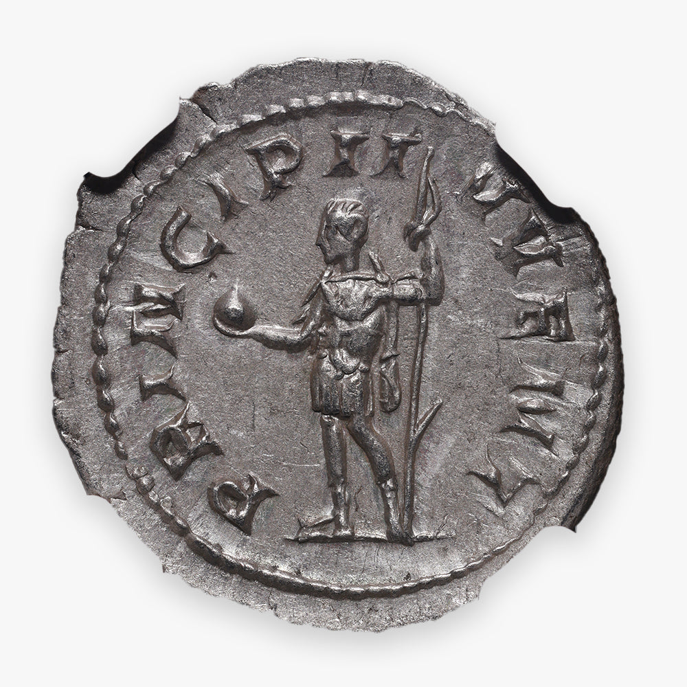 247-249 AD Roman Empire (Philip II, as Caesar) AR (Silver) Antoninianus (Double-Denarius) NGC AU