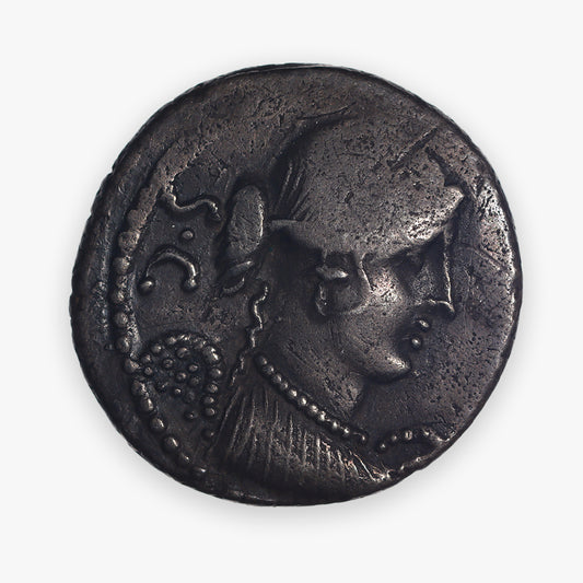 46 BC Roman Republican (T. Carisius, moneyer, under Julius Caesar) AR (Silver) Denarius - Rome Mint - Approx. Choice VF; attractive