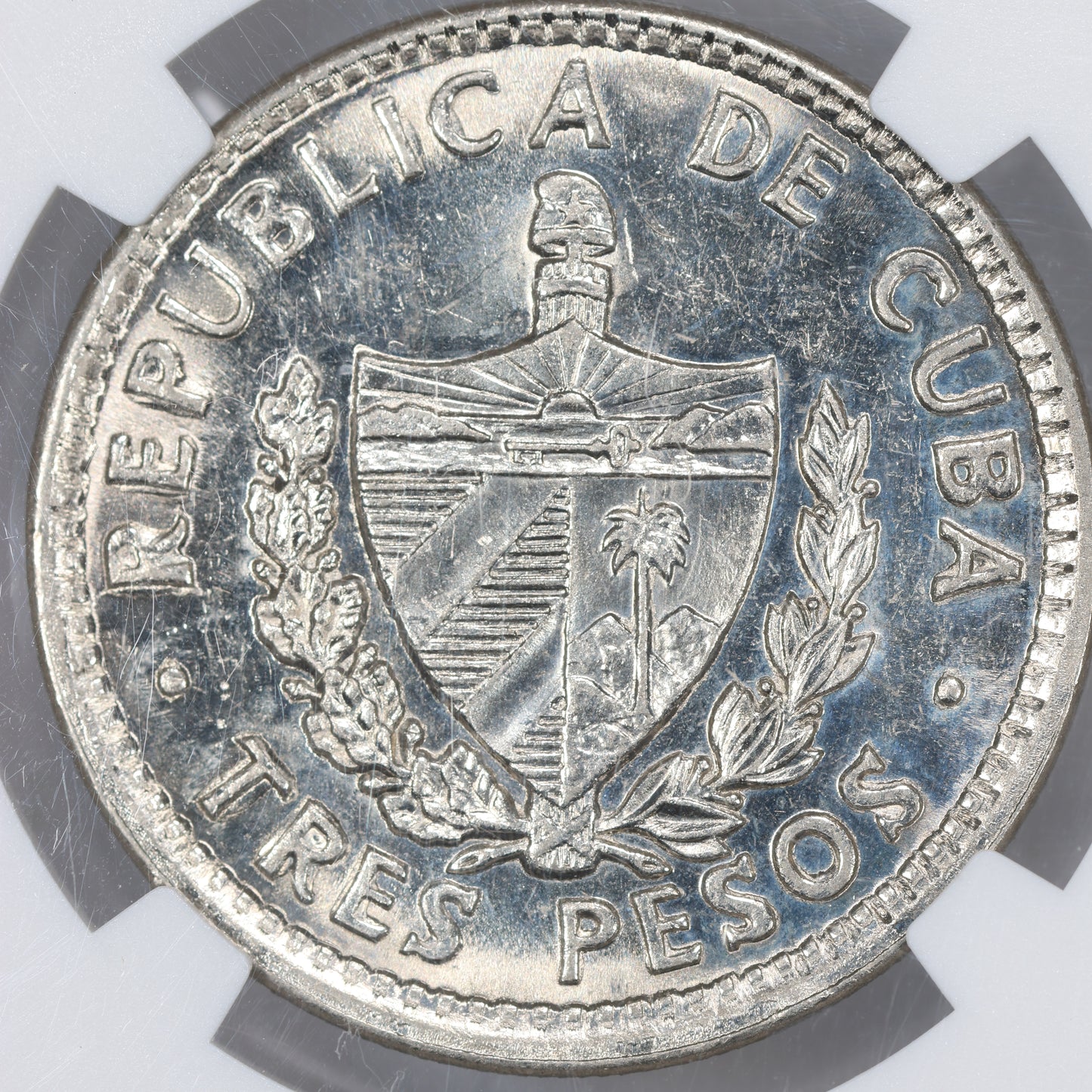 2002 Cuba 3 Peso NGC MS63