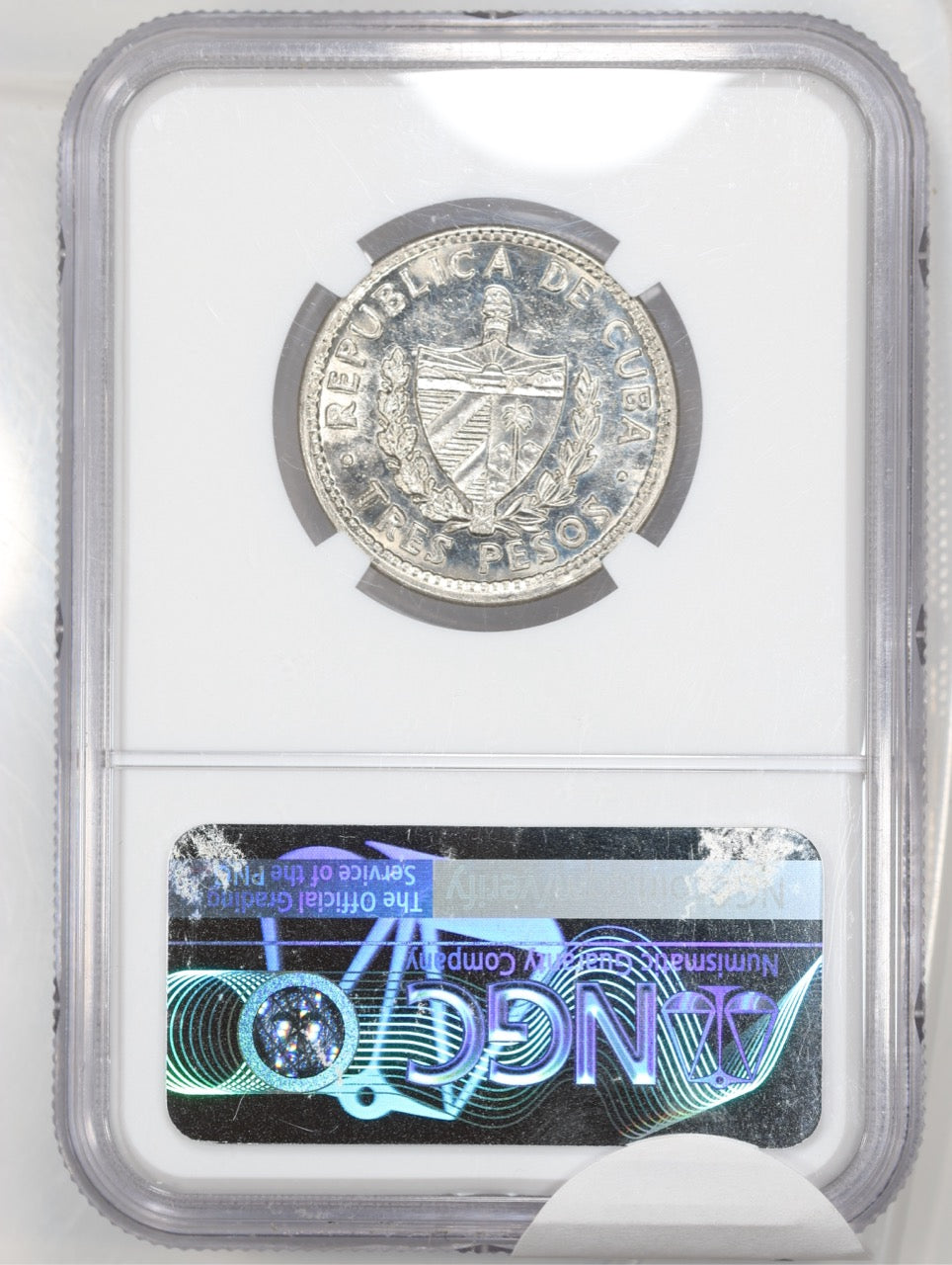 2002 Cuba 3 Peso NGC MS63