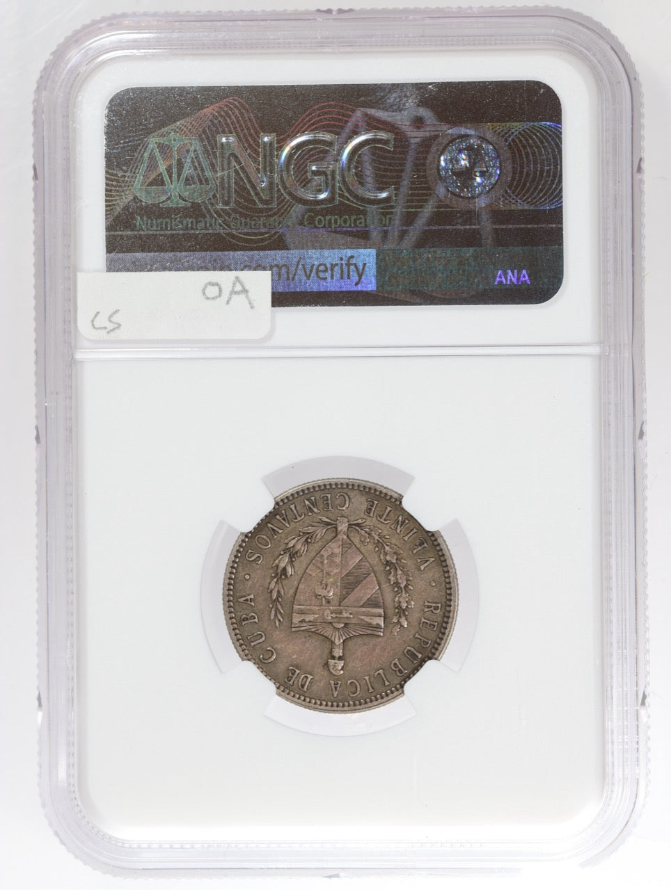 1915 Cuba 20c High Relief • Fine Reeding • NGC XF45