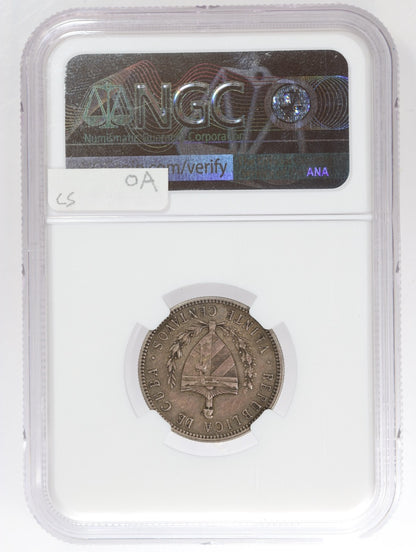 1915 Cuba 20c High Relief • Fine Reeding • NGC XF45