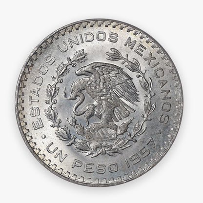 1957 Mexico (100th Anniversary of Constitution) 1 Peso - 10% Silver - AU/Unc